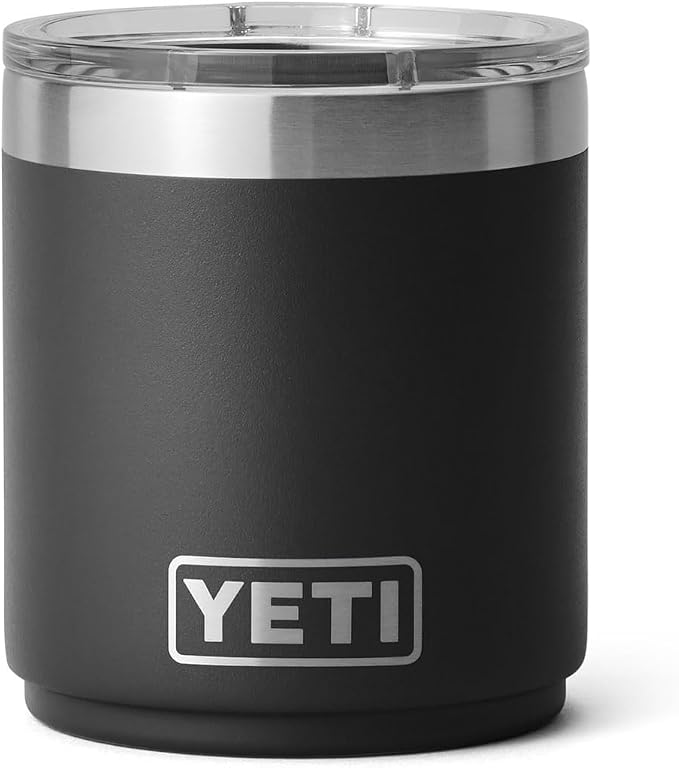 YETI Rambler 10 oz Ceramic Lined Lowball 2.0, Vacuum Insulated with MagSlider Lid, Black