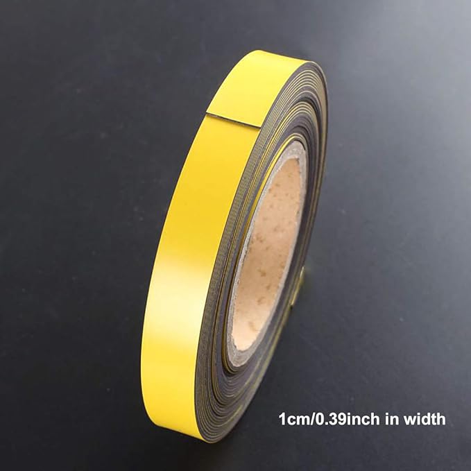 Magnetic Tape Roll Colored Thin Strips - Dry Erase Magnet Whiteboard Graphic Art Tape/ 10mm 33ft Grid Marking Line Magnet Tape(Yellow)
