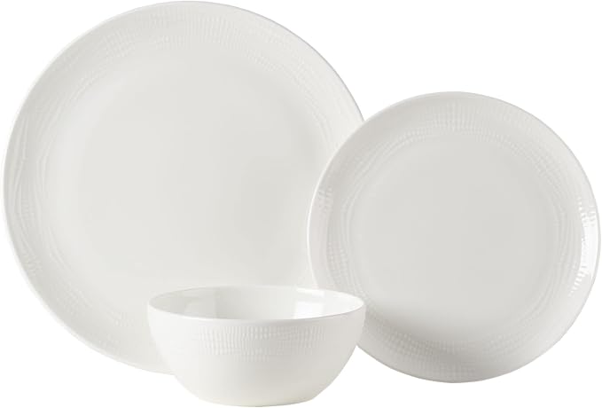 Mikasa Mirabel Vegan Bone China Chip Resistant 12 Piece Dinnerware Set, Service for 4