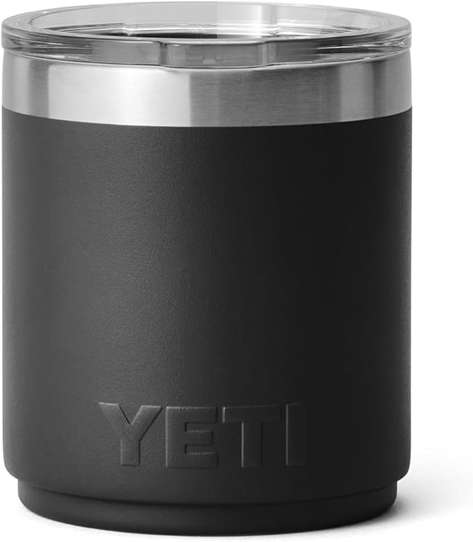 YETI Rambler 10 oz Ceramic Lined Lowball 2.0, Vacuum Insulated with MagSlider Lid, Black