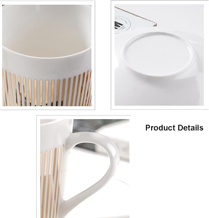 Mirror Cups and Saucers, Mirror Reflection coffee mug, Ceramic Coffee Mug with Saucer Set, Tea Cups and Saucers Sets for Women Wedding Party Afternoon Tea （M-Horse）