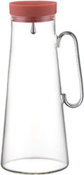 Pitcher Large Capacity Glass Pitcher with Silicone Lid Heat Resistant Glass Teapot Practical Stainless Steel Filter Lid Adjustable Size Hot/Cold Water Carafe (Color : Rojo)