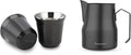 Easyworkz Stainless Steel Espresso Cup 2pcs Set Double Wall 5 oz, Bundled Espresso Steaming Pitcher Stainless Steel 15 oz Coffee Frothing Picther Milk Jug Cappuccino Latte Art Cup