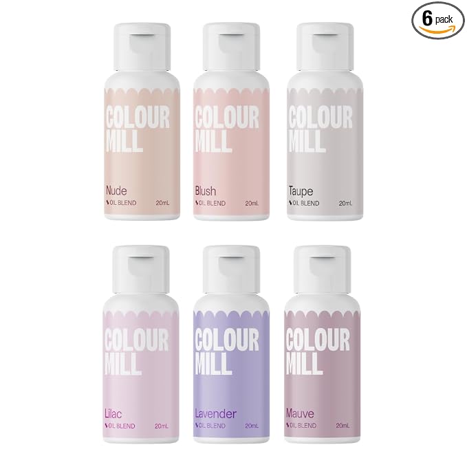 Colour Mill Oil Blend Food Coloring, Bridal Pack - 20 Milliliters Each of 6 Colors: Blush, Lavender, Lilac, Mauve, Nude and Taupe
