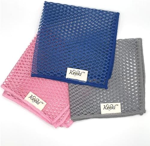 Reusable Beeswax Lined Bread Bag (Blue) & Non-Scratch Mesh Cleaning Cloth – Bread Storage & Kitchen Cleanup Bundle – 2-Piece Set