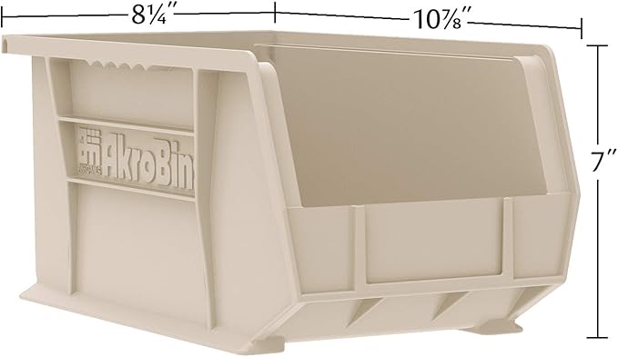 Akro-Mils 30239 AkroBins Plastic Storage Bins, Space-Saving Stackable Bins for Garage, Pantry, Craft Organization, 11-" x 8-" x 7-", blue, 6-Pack