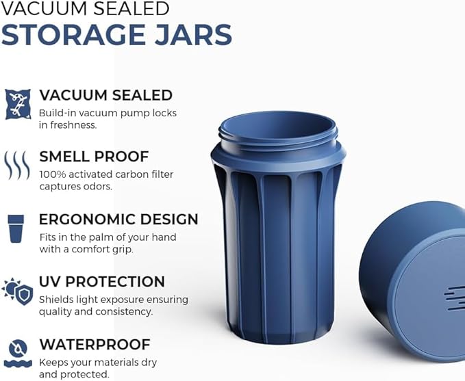 Staze Air Tight Smell Proof Container (148ml) – Vacuum Seal Jar, Waterproof Food Storage Canister, Portable Small Smell Proof Jar for Coffee, Herb, Spice & Gummies - (REEF)