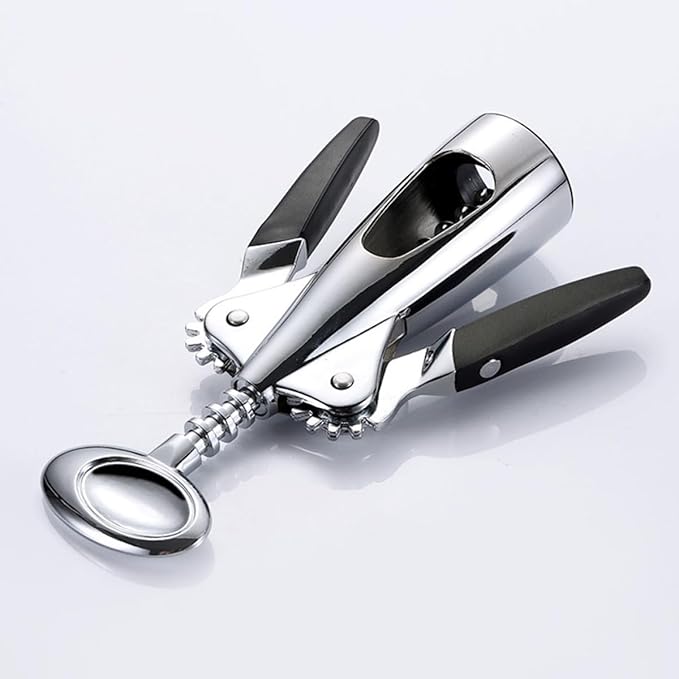 Heavy Duty Zinc Alloy Wine Corkscrew Bottle Opener Multifunctional Manual Can Opener for Kitchen Bar and Home Use