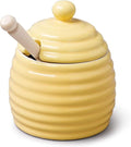 WM Bartleet & Sons 1750 Traditional Porcelain Honey Pot with Beech Wood Dipper 11cm – Yellow