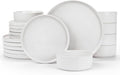 Famiware Nebula Plates and Bowls Sets, 18 Pieces Dinnerware Sets, Dishes Set for 6, White