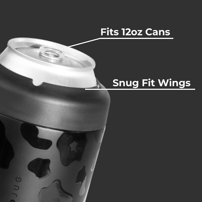 HydroJug Can Cooler 12 oz, Stainless Steel Can Holder, Black Leopard