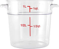 Soro Essentials- 1 qt. Polycarbonate Round Food Storage Container with Graduated Markings Clear Color- Stackable Storage Bin Food Container with Handle for Pantry Organizer Storage Kitchen Fridge