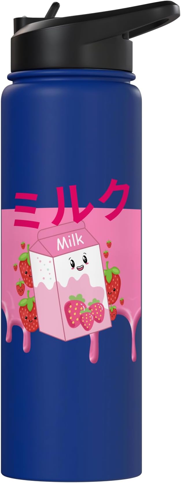 Retro 90s Japanese Kawaii Strawberry Milk Shake Carton Funny Stainless Steel Insulated Water Bottle