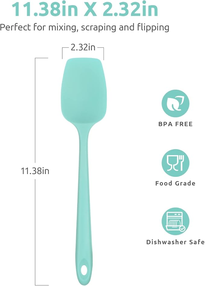 U-Taste 18/8 Stainless Steel Measuring Cups and Spoons Set of 10 Piece (Multicolors), U-Taste 600ºF 11.38in Heat Resistant Silicone Spoon Spatula (Aqua Sky)