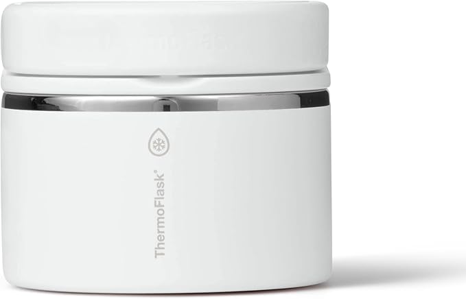 ThermoFlask Insulated Food Jar with Leakproof Lid (12 oz, White) - Stainless Steel Food Containers for Hot & Cold Meals, Lunch, Soup & Snacks