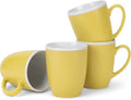 Elanze Designs Solid Color Yellow White Interior 16 ounce Matte Ceramic Mugs Matching Set of 4