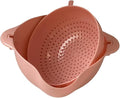 Modern Creative Double Layer Vegetable & Fruit Washing Basket – Durable Plastic Strainer in Pink–Multipurpose Kitchen Colander for Washing, Draining & Serving – Space-Saving Lightweight