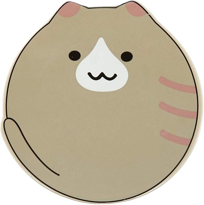 Ebros Pack Of 2 Crazy For Cats Maneki Neko Porcelain Coffee Tea Mug Cup 8oz With Saucer Tray And Notched Spoon Animal Pets Kittens Mugs Cups Kids And Adults Drinkware (Brown Pink Ears)