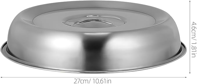 Housoutil Camping Accessories 2pcs Cheese Melting Dome Steel Round Basting Steaming Cover with Handle Food Cover Protector Universal Lid for Pots Pans Skillet Flat Griddle Grill 28cm Indoor Grill