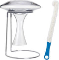 Wine Decanter Drying Stand with Rubber Coated Top to Prevent Scratches, Wine Decanter Drying Rack for Standard and Large Wine Decanters, Wine Decanter NOT Included, (with Cleaning Brush)