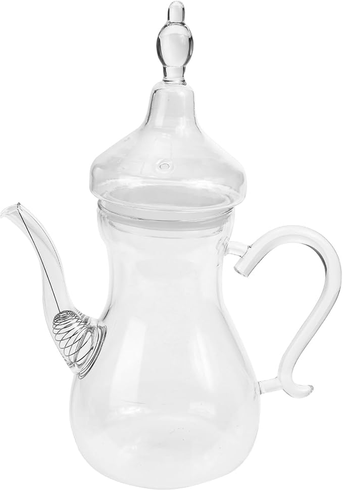 Middle East Style Heat-Resistant Glass Teapot with Infuser Decorative 11 Inch Tea Maker for Loose Leaf Tea Kung Fu Home Kitchen Use