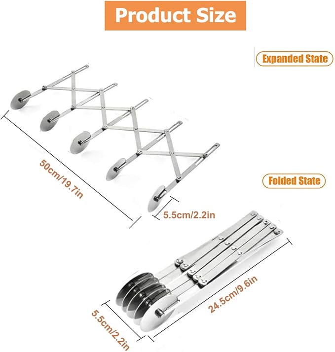 Food Grade Stainless Steel Pizza Cutter Multi-Wheel Dough Divider Pastry Knife Baking Cutter (5, Wheel)