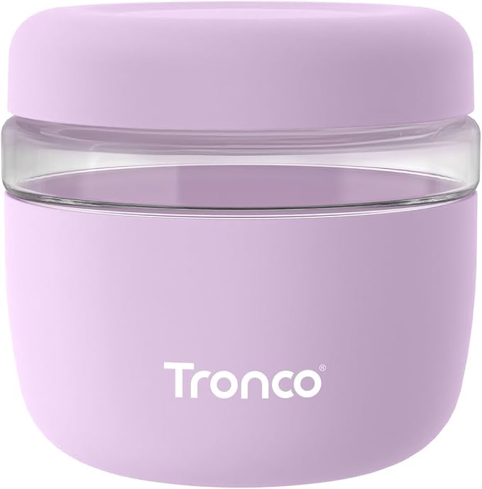 Tronco 24 oz Glass Food Storage & Lunch Bowl Containers with Airtight Lids | Leak & Spill Proof Meal Prep Container & Food Storage Jar for Lunch, Salad, Oats, Soup, BPA-Free, Microwave & Dishwasher Safe