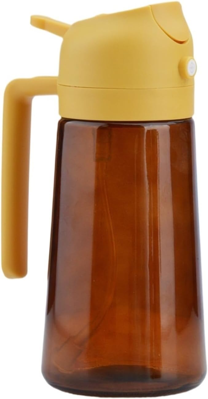 Oil Spray Bottle, 16oz/470ML Light Blocking Brown Oil Sprayer For Cooking 2 In 1 Dispenser Bottle For Kitchen Seasoning Tools,for Salad Making, Baking(Orange Cap)