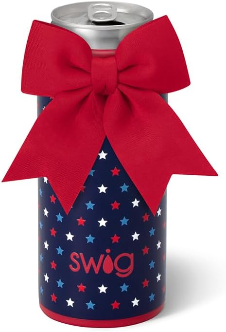 Swig Life Skinny Can Cooler, 12oz Insulated Slim Can Holder, Stainless Steel Cans Cooler, Covers for Tall Beer Bottles, Beach Accessories for Women (Oh My Stars)