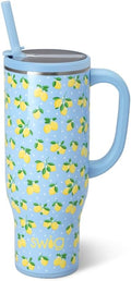 Swig Life 30oz Mega Mug, 30oz Tumbler with Handle and Straw, Large Insulated Tumblers, Cup Holder Friendly Travel Mug, Stainless Steel 30 oz Tumbler, Reusable Insulated Water Bottle (Lemon Meringue)
