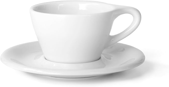 notNeutral Lino Porcelain Cup & Saucer Double Cappuccino 6 oz (White, 6 oz, 6)