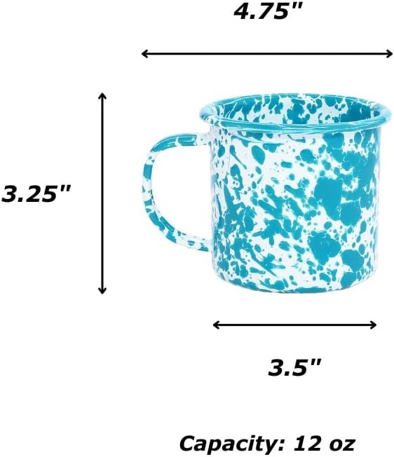 Crow Canyon Home Enamelware Mug, 12 ounce, Navy/Cream Splatter (Set of 4)