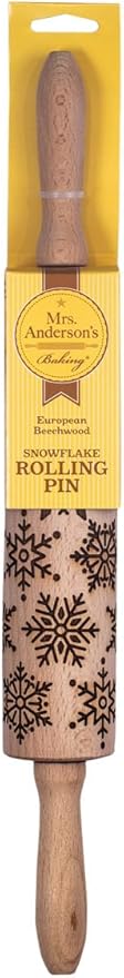 Mrs. Anderson’s Baking Embossing Rolling Pin, Snowflake Design, European Beechwood