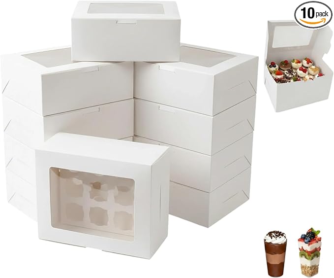 Dessert Shooter Boxes, 10-Pack, Holds 12 Count 3 oz Dessert Shooters,