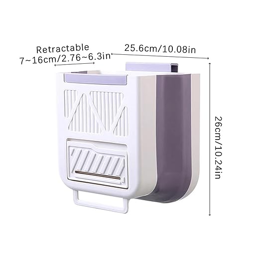 Collapsible Hanging Kitchen Trash Can No Bending Waist Bin Convenient Cleaning Garbage Disposal for Home Use Large Size Foldable Kitchen Can Wall Mounte(Beige)