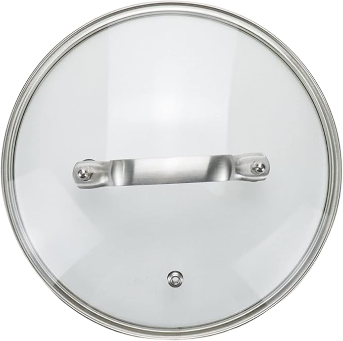 8 Inch Clear Glass Pot Lid for Frying Pan Replacement Cover Can Withstand 356°F (180℃) with Stainless Steel Arch Bridge Handle,Matte Silver