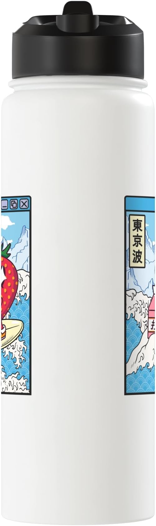 Strawberry Milk Carton Great Waves Kawaii Aesthetic Stainless Steel Insulated Water Bottle