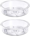 SANNO Lazy Susan Cabinet Organizer, Clear Turntable Food Pantry Storage Container for Kitchen Spice Pantry Fridge Cupboard Organizing-9.8",Set of 2