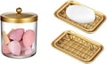SheeChung 1 Pack Apothecary Jar 50 Ounce Large Clear Plastic Container Canister and 2 Pack Bathroom Soap Dishes Tray with Drain Metal Sponges Scrubber Holder Bar Soap Dispenser Saver
