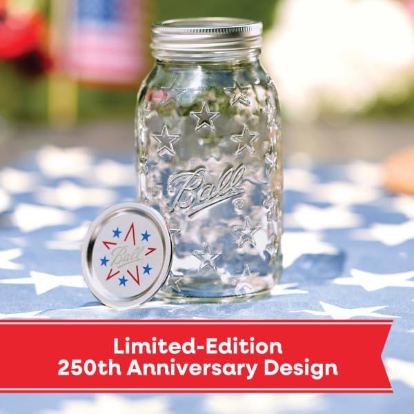 Ball Americana Regular Mouth Glass Mason Jars with Lids and Bands, Used for Canning, Pickling, Juice, Jam, Jelly, Quart Size 32 Ounce, 4 Count, Pack of 2 (8 Jars Total)