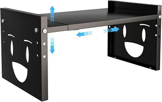 Fun-Face Expandable Cabinet Shelf Organizer,Adjustable Height & Width, Stackable Metal Storage Rack,Kitchen Spice Rack, Pantry Shelf, Countertops (2, Black)