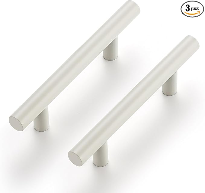 Ravinte 3 Pack | 5 Inch Cabinet Pulls White Stainless Steel Kitchen Drawer Pulls Cabinet Handles 5 InchLength, 3 Inch Hole Center
