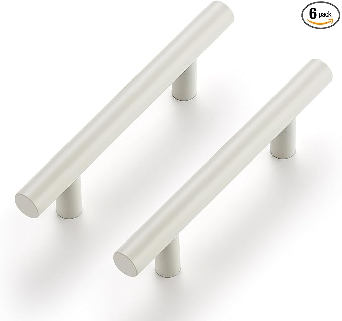 Ravinte 6 Pack | 5 Inch Cabinet Pulls White Stainless Steel Kitchen Drawer Pulls Cabinet Handles 5 InchLength, 3 Inch Hole Center