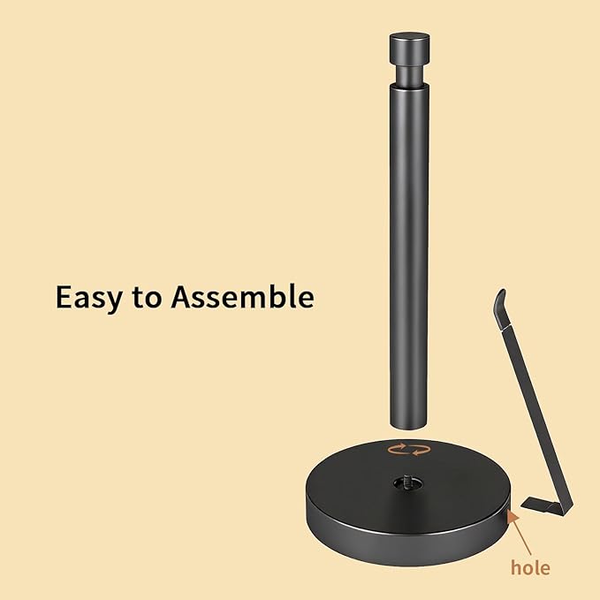 YUMORE Paper Towel Holder Countertop, Paper Towel Holder with Weighted Base Non Slip, Standing Paper Towel Roll Holder for Kitchen Bathroom, Stainles Steel