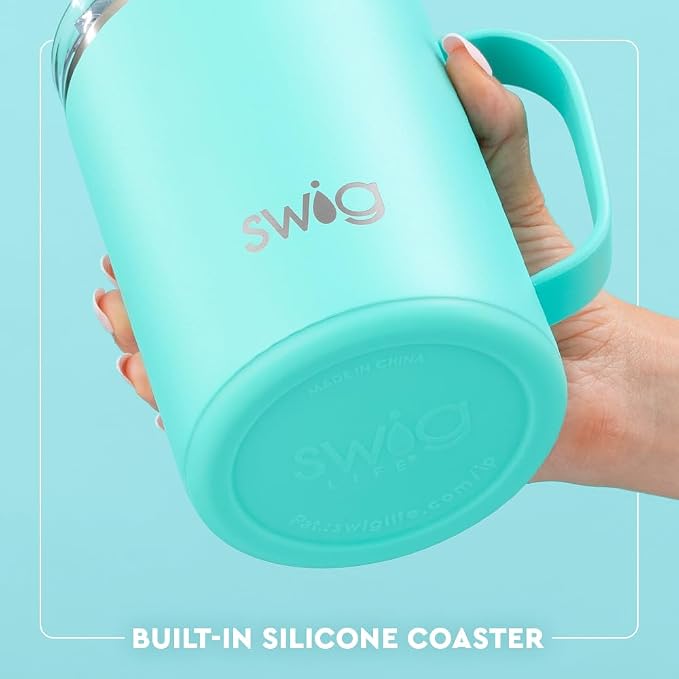 Swig Life 24oz Travel Mug, Insulated Tumbler with Handle and Lid, Travel Coffee Mug, Cup Holder Friendly Tumbler (Bourbon Barrell)