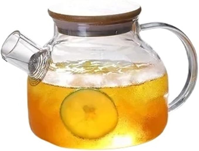 1.8L Clear Borosilicate Glass Pitcher, Clear Large Teapot, Teapot for Cold/Hot Drinks and Milk Water Pitcher(1000ML)