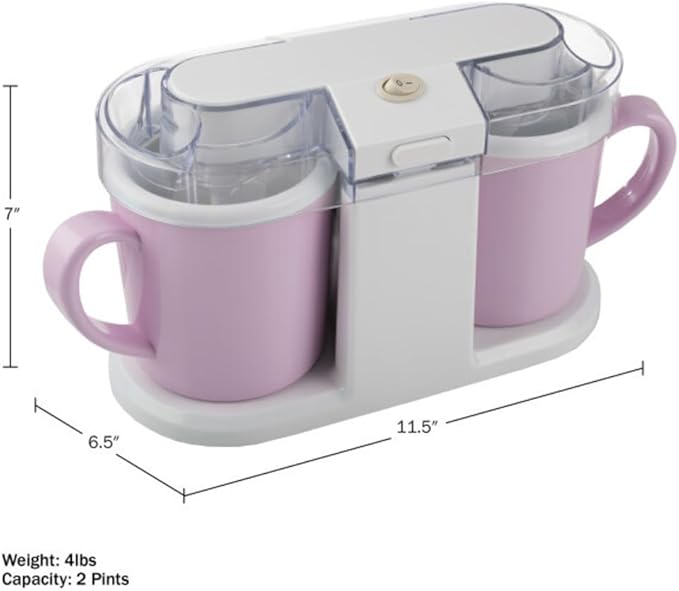 Ice Cream Maker - 1QT Ice Cream Machine for Sorbet, Gelato, Frozen Yogurt and More - Kitchen Appliances and Gadgets by Classic Cuisine (Pink)
