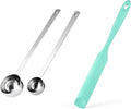 Doosu 18/8 Stainless Steel Food-Grade Measuring Coffee Scoop with 6.9in Long Handle (1 & 2 Tbsp) and 600°F Heat Resistant Silicone Jar Scraper Spatula (Aqua Sky)