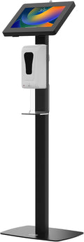 Thin Floor Stand – CTA Premium Thin Profile Automatic Soap Dispenser and Security Locking Enclosure for iPad 8th Gen 10.2”, iPad Pro 11”, Surface Go, Surface Go 3 and 7-14” Tablets (PAD-CSTTB) – Black