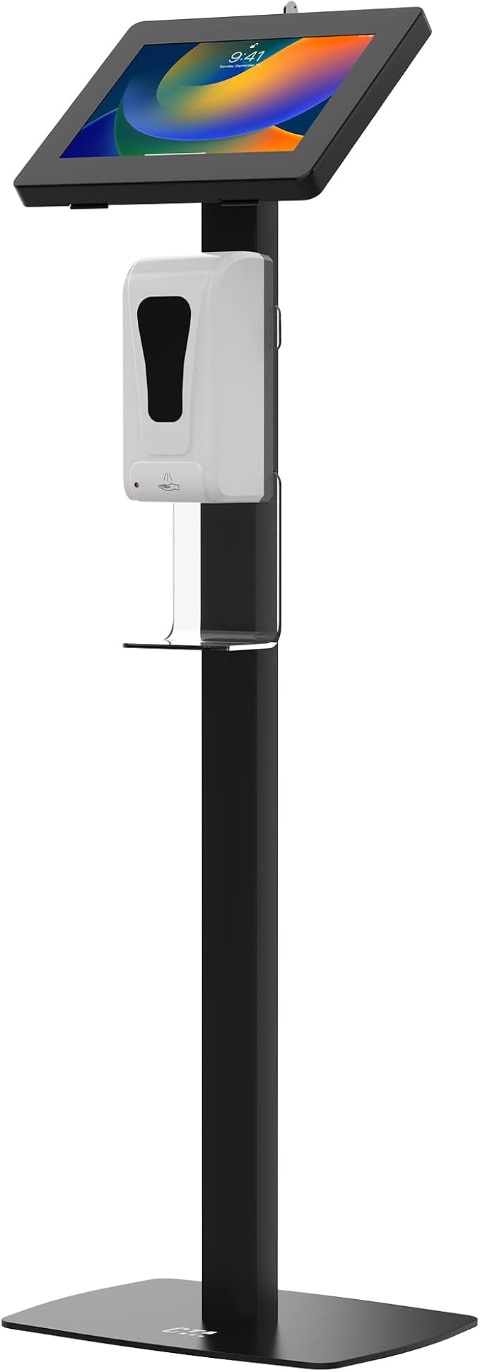 Thin Floor Stand – CTA Premium Thin Profile Automatic Soap Dispenser and Security Locking Enclosure for iPad 8th Gen 10.2”, iPad Pro 11”, Surface Go, Surface Go 3 and 7-14” Tablets (PAD-CSTTB) – Black